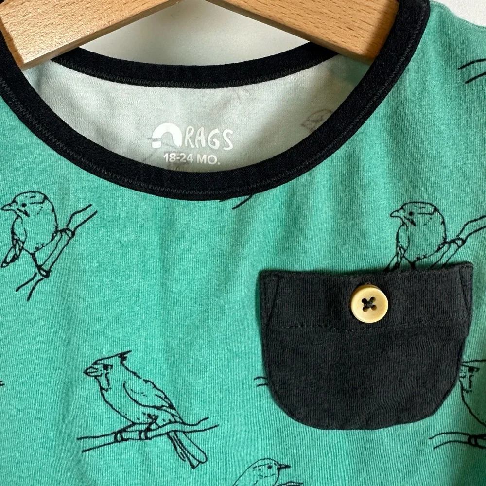 RAGS Birds Short Tank Capri Romper‎ Spring Birds Turquoise 18-24M